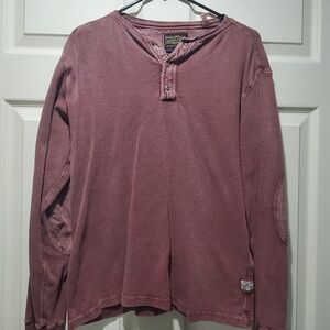 Men's Long Sleeve Henley in Maroon
